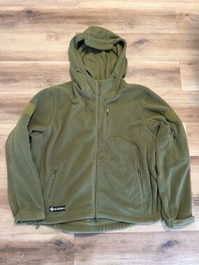 Baerskin Tactical Hoodie Army Green Hunting Fishing Full Zip Fleece Fleece